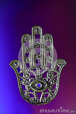 Hand of Hamsa or Fatima with eye Stock Photo
