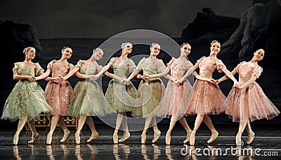 Hand-in-hand ballet girls Editorial Stock Photo