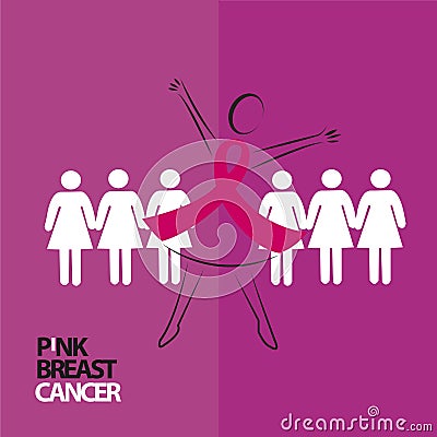 hand in hand for Breats Cancer Vector Illustration