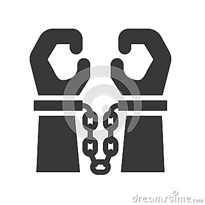 Hand with handcuffs, police related solid icon Vector Illustration
