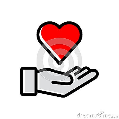 heart on hand vector icon Vector Illustration