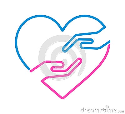 Hand with heart icon Vector Illustration