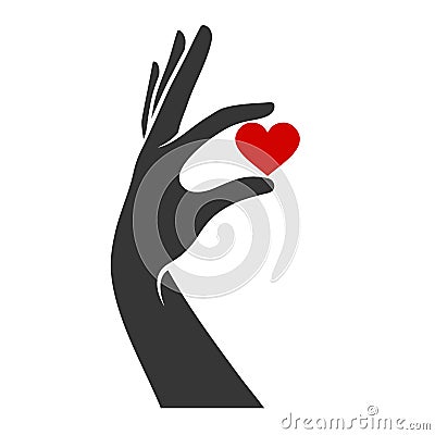 Hand with Heart Icon. Vector Vector Illustration