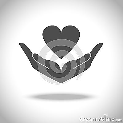 Hand and Heart Icon Vector Illustration