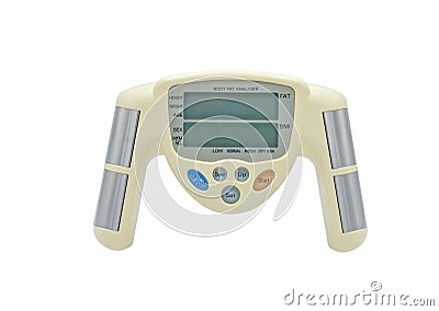 hand held digital body fat analyzer or body composition monitor that measure BMI body mass index which screens for weight Stock Photo