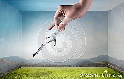 Hand of help and protection . Mixed media Stock Photo