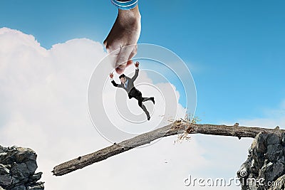 Hand of help and protection . Mixed media Stock Photo