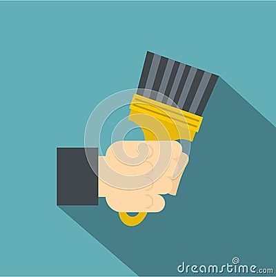 Hand hjlding paint brush icon, flat style Vector Illustration