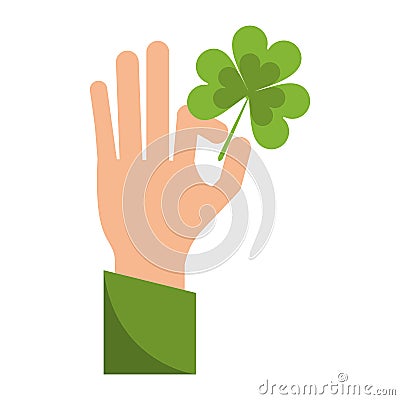 Hand hoding clover shamrock symbol Vector Illustration