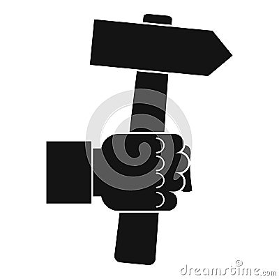 Hand hoding hammer with tool icon Vector Illustration