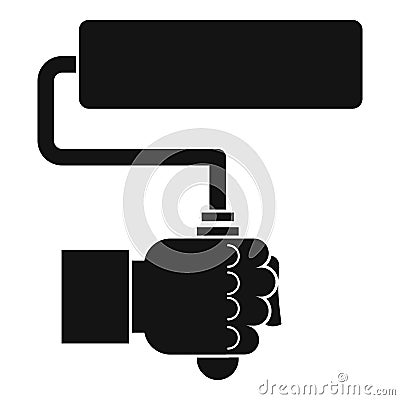 Hand hoding paint roller icon, simple style Vector Illustration