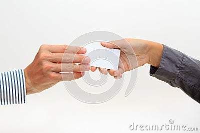 Hand hold blank business card Stock Photo