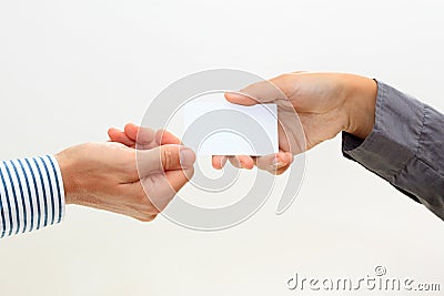 Hand hold blank business card Stock Photo