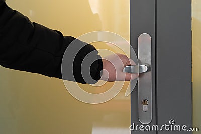 Hand Door Handle Stock Photo