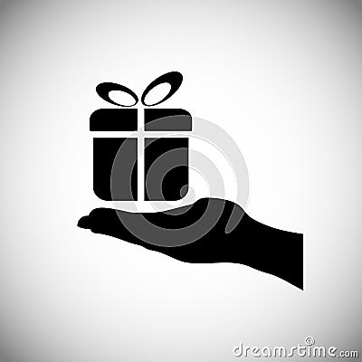 Hand hold gift icon, Vector Illustration