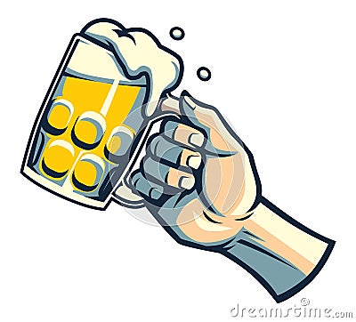 Hand hold a glass of beer Vector Illustration