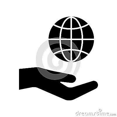 Hand hold globe. Vector illustration Cartoon Illustration