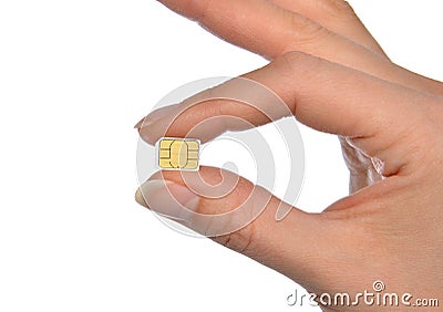 Hand hold micro nano SIM card Stock Photo