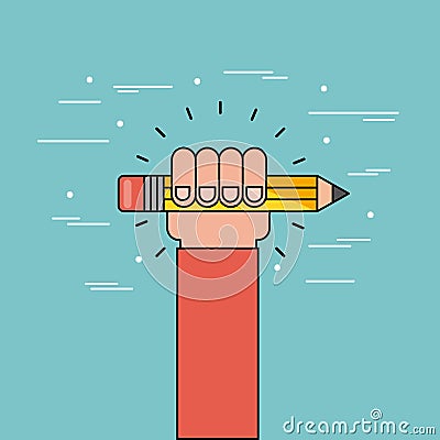 Hand hold pencil flat Vector Illustration