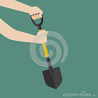 Hand hold shovel prepare to dig Vector Illustration