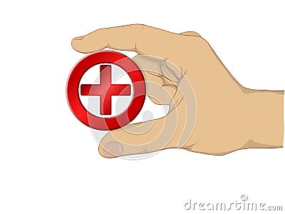 Hand hold symbol of medic cross Vector Illustration