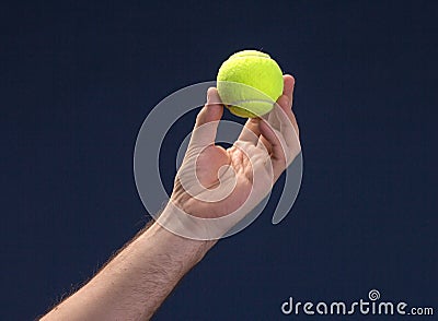 Hand hold Tennis ball Stock Photo