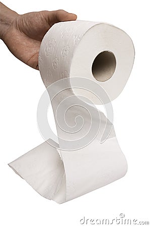 Hand Hold for Toilet roll Stock Photo