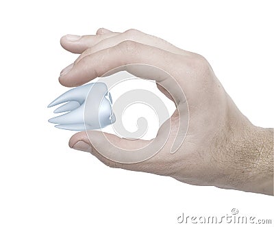 Hand hold a tooth Stock Photo