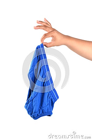 Hand hold underpants isolated Stock Photo