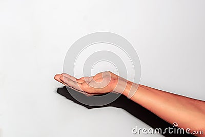 Hand hold virtual objects Stock Photo