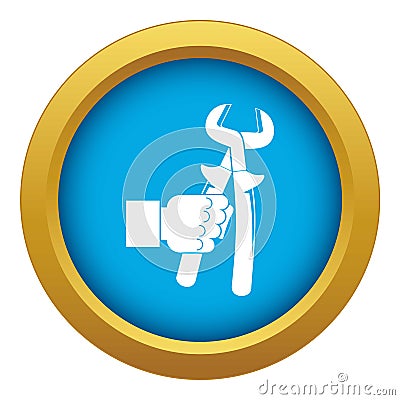 Hand holdimg calipers icon blue vector isolated Vector Illustration