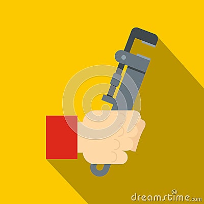 Hand holdimg calipers icon, flat style Vector Illustration