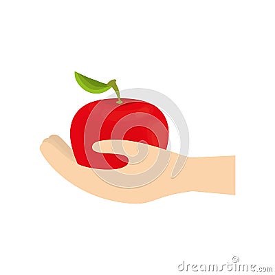 hand holding apple fruit Cartoon Illustration