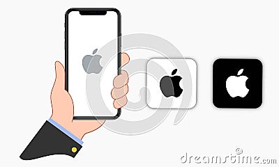 Hand holding Apple iPhone with Boost mobile application on its screen. For editorial use Editorial Stock Photo