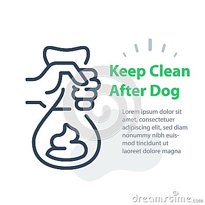 Hand holding bag with dog poop, please keep clean after your pet Stock Photo