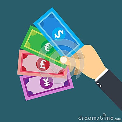 Hand holding banknote vector Vector Illustration