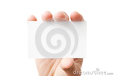 Hand holding blank business card Stock Photo