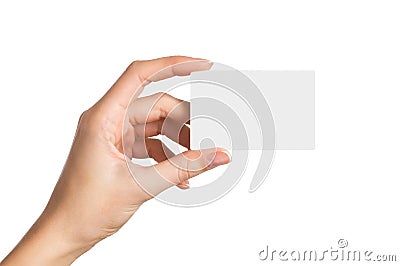 Hand holding blank business card Stock Photo