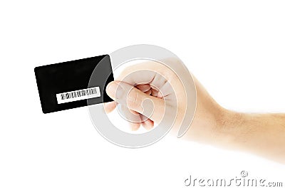 Hand holding blank business card Stock Photo