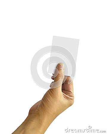 Hand Holding Blank Business Card Stock Photo