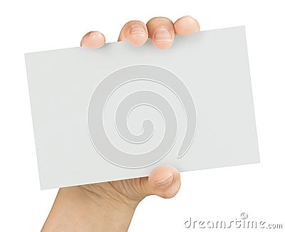 Hand Holding Blank Card Isolated Stock Photo