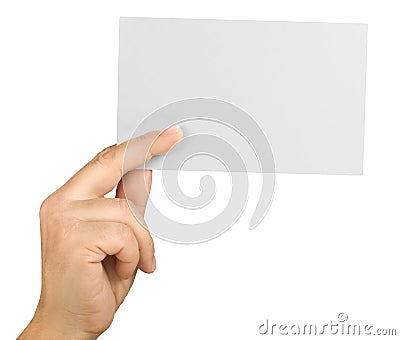 Hand Holding Blank White Card Isolated Stock Photo