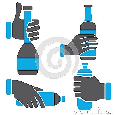 Hand holding bottle Stock Photo