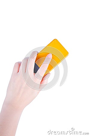 Hand holding brush erase Stock Photo