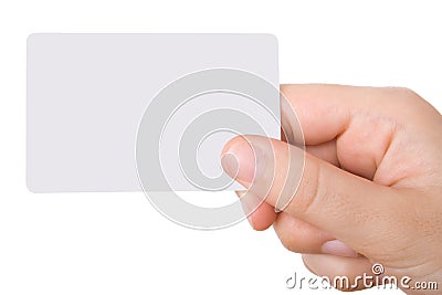 Hand holding a business card Stock Photo