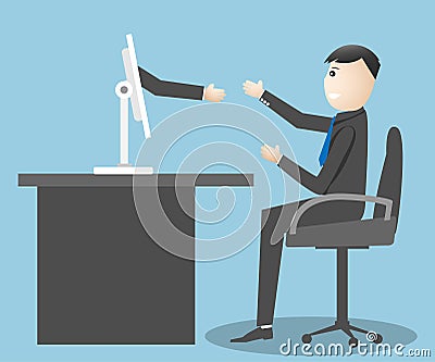 Hand holding businessman shake hands concept Vector Illustration