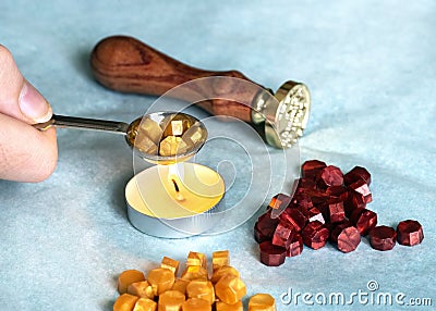 Candle wax melting spoon Stock Photo