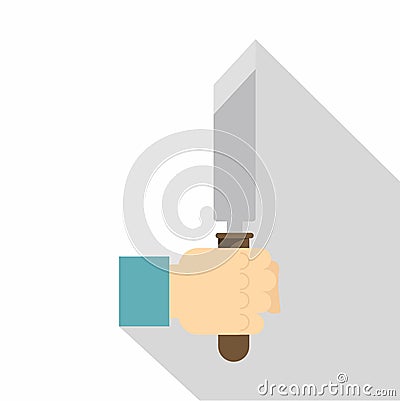 Hand holding chisel icon, flat style Vector Illustration