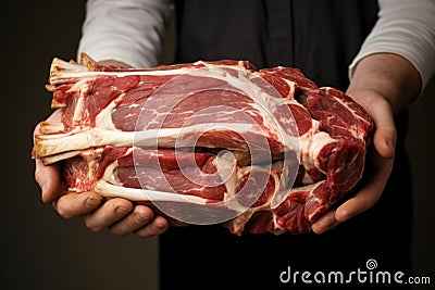 hand holding a cleanly picked rib bone Stock Photo