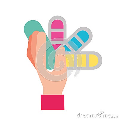 Hand holding color tone tool graphic design Vector Illustration